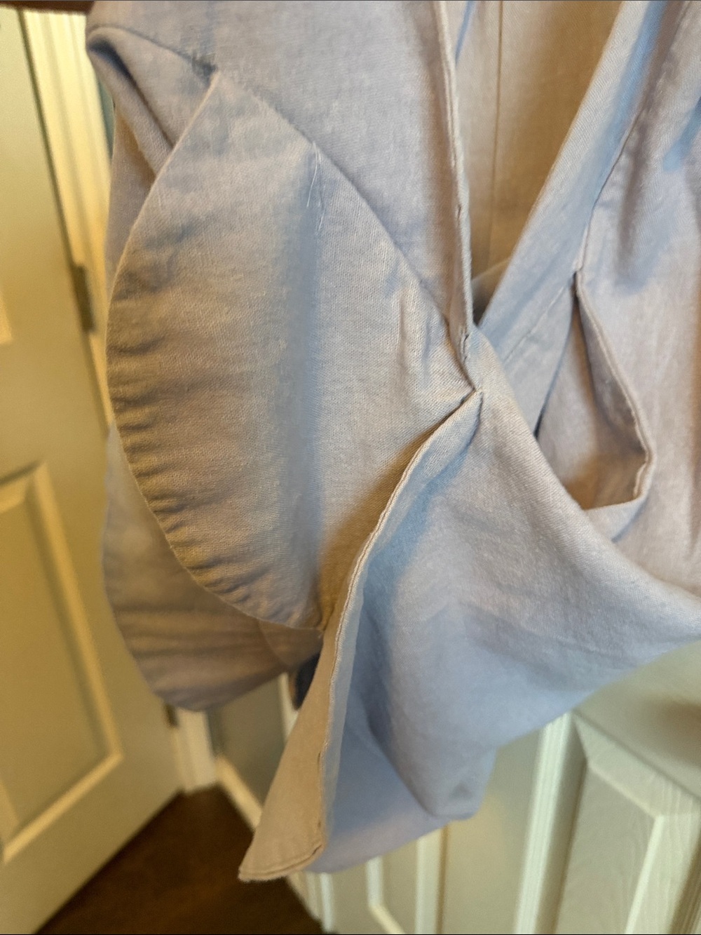For Cynthia Lavender V-Neck Midi Dress with Puff Sleeves - Picture 5 of 8